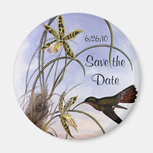 Vintage Hummingbird and Orchids, Save the Date! Magnet