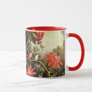 Vintage Hummingbird and Passionflowers Art Mug