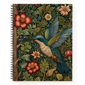 Vintage hummingbird art botanical boho chic notebook