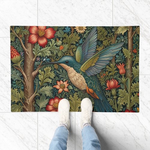 Vintage hummingbird art nouveau boho chic doormat