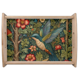Vintage hummingbird art nouveau boho chic serving tray