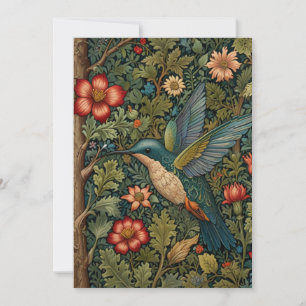 Vintage hummingbird art painting invitation