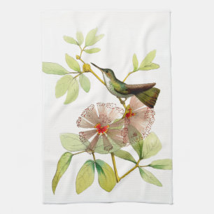 Vintage Hummingbird Bird Flowers Kitchen Towel