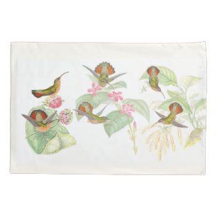 Vintage Hummingbird Birds Flower Floral Pillowcase
