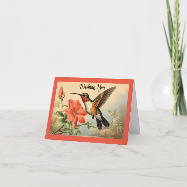 Vintage Hummingbird Birthday Card (Front)