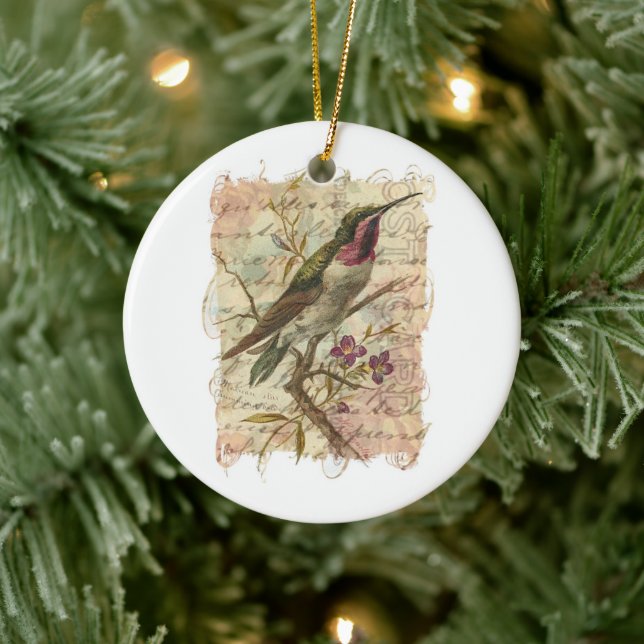 Vintage Hummingbird Ceramic Ornament (Tree)