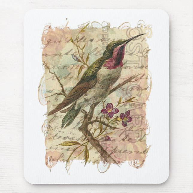 Vintage Hummingbird Mouse Pad (Front)