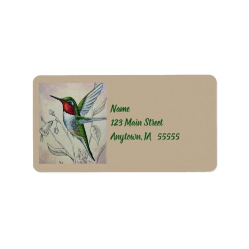 Vintage Hummingbird No 1 Watercolor Art Label