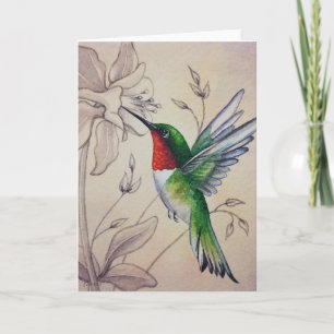 Vintage Hummingbird No. 6 Watercolor Art Card