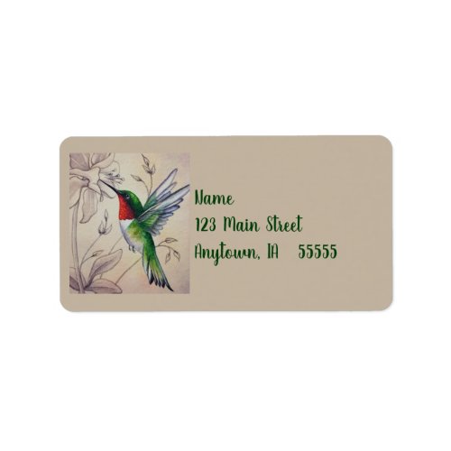 Vintage Hummingbird No 6 Watercolor Art Label