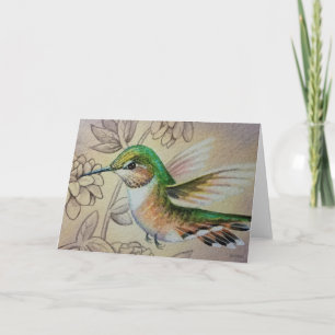 Vintage Hummingbird No. 7 Watercolor Art Card