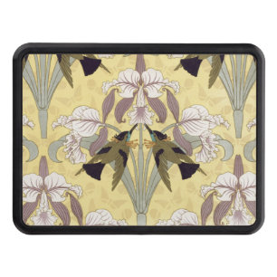 Vintage Hummingbird Orchid Art Nouveau Pattern Hitch Cover