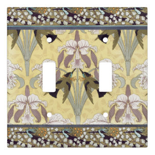 Vintage Hummingbird Orchid Art Nouveau Pattern Light Switch Cover