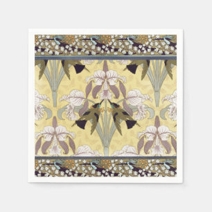 Vintage Hummingbird Orchid Art Nouveau Pattern Napkins