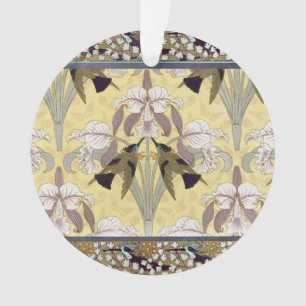 Vintage Hummingbird Orchid Art Nouveau Pattern Ornament
