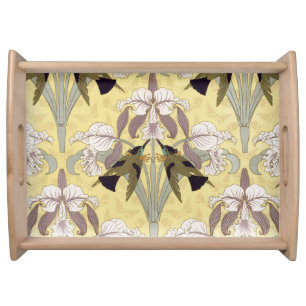 Vintage Hummingbird Orchid Art Nouveau Pattern Serving Tray
