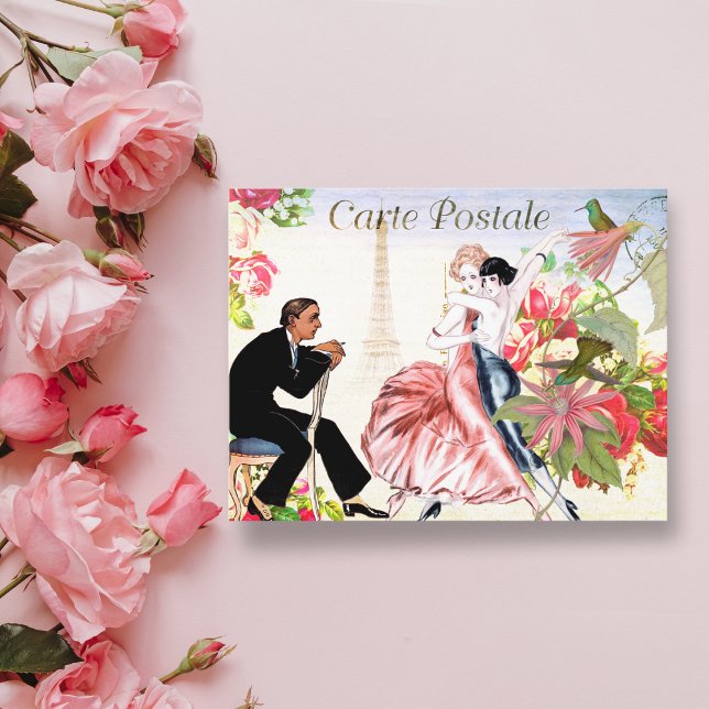 Vintage Hummingbird Paris Tango Postcard (Creator Uploaded)