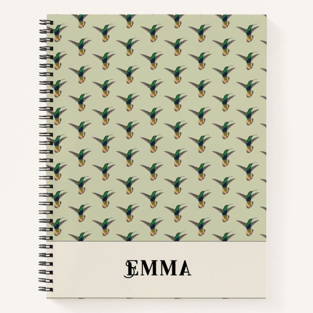 Vintage Hummingbird Personalized  Notebook (Front)