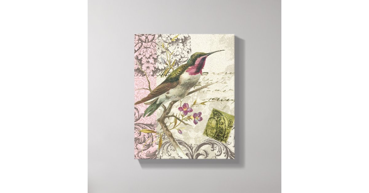 Vintage Hummingbird...stretched canvas Print | Zazzle