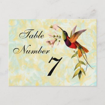 Vintage Hummingbird Table Number Card by BeautifulWeddings at Zazzle
