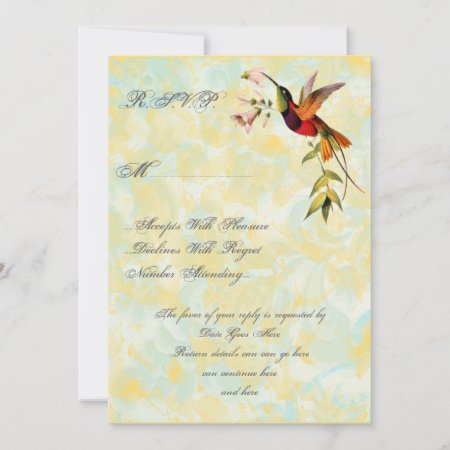 Vintage Hummingbird Wedding R.s.v.p. Rsvp Card