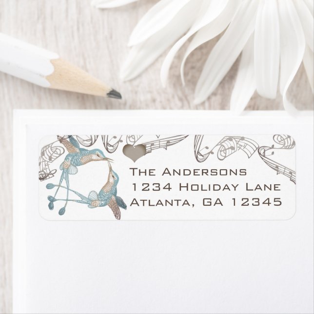 Vintage Hummingbirds Aqua Blue & Coral Labels (Insitu)