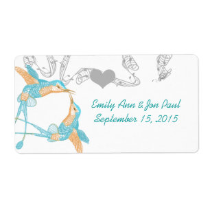 Vintage Hummingbirds Aqua & Coral Labels