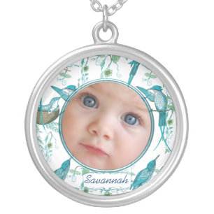 Vintage Hummingbirds Baby Photo Necklace
