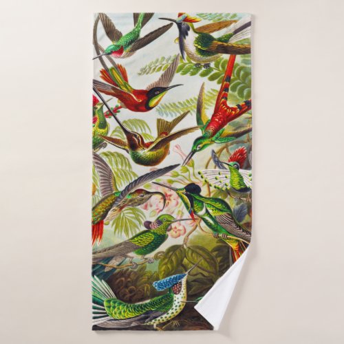 Vintage Hummingbirds by Ernst Haeckel Bath Towel