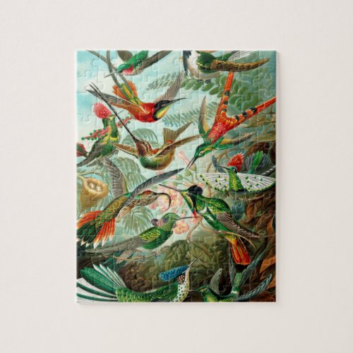 Vintage Hummingbirds Decorative Illustration Art Jigsaw Puzzle