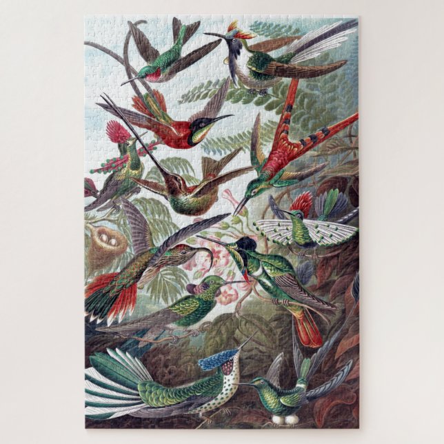 Vintage Hummingbirds Old Book Illustration Art Jigsaw Puzzle (Vertical)