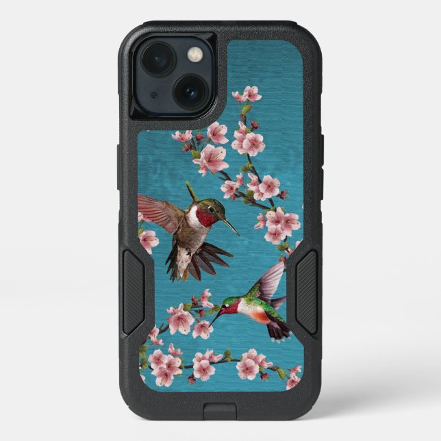 Vintage Hummingbirds & Pink Cherry Blossoms Otterbox iPhone Case (Back)