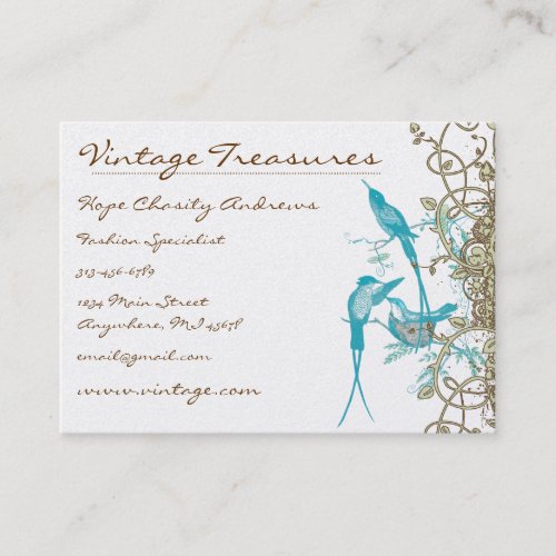 Vintage Hummingbirds Swirl Design Business Cards