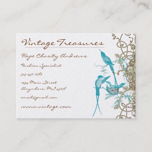 Customizable Vintage Hummingbirds Swirl Design Business Cards