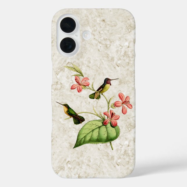 Vintage Hummingbirds Tropical Flowers Case-Mate iPhone Case (Back)