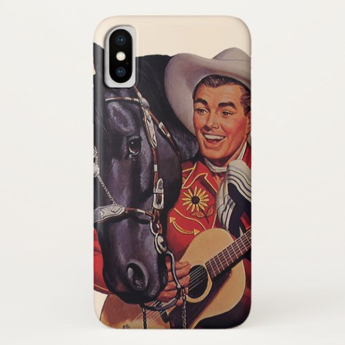 Vintage Humor Cowboy Singing Music to his Horse iPhone X Case
