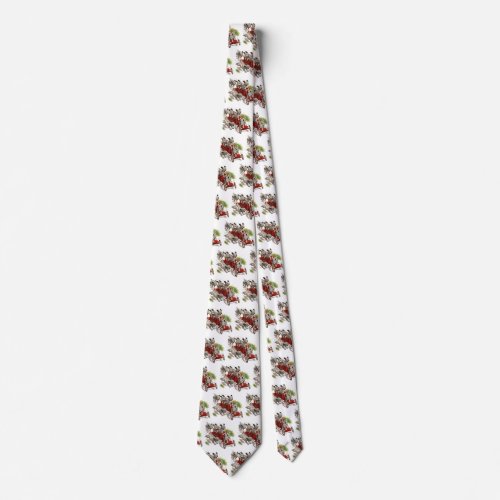 Vintage Humor Cute Dalmatian Puppy Dogs Fire Truck Neck Tie