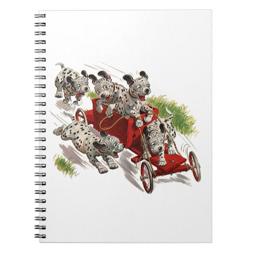 Vintage Humor Cute Dalmatian Puppy Dogs Fire Truck Notebook