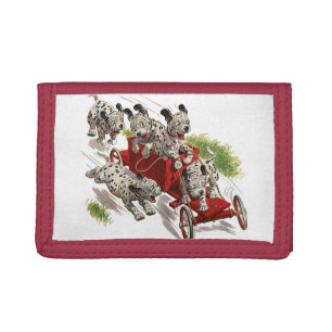 Vintage Humor Cute Dalmatian Puppy Dogs Fire Truck Trifold Wallet