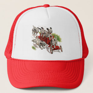Vintage Humor Cute Dalmatian Puppy Dogs Fire Truck Trucker Hat