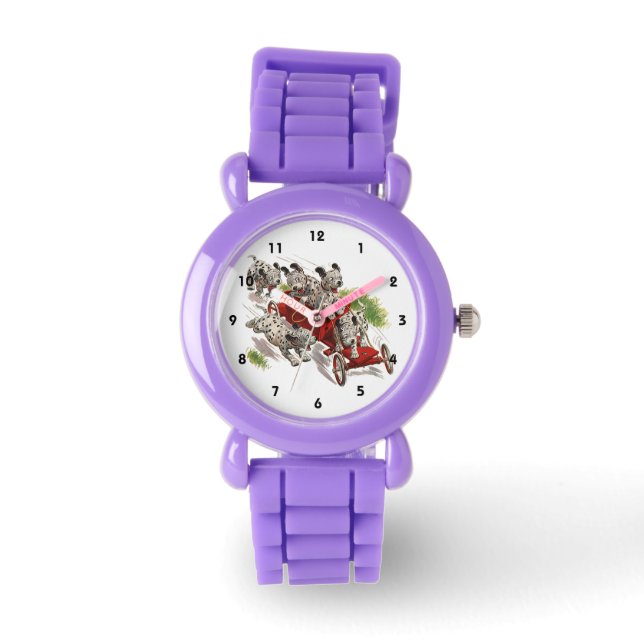 Vintage Humor Cute Dalmatian Puppy Dogs Fire Truck Watch (Front)