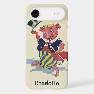 Vintage Humor, Cute Happy Dancing Pig Dances iPhone 17 Air Case