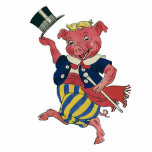 Vintage Humor, Cute Happy Dancing Pig Dances Statuette<br><div class="desc">Vintage illustration funny humorous image featuring a dancing pig with a huge smile on his face. He is wearing a suit with striped pants,  a top hat and cane.</div>