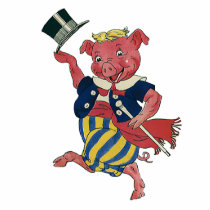Vintage Humor, Cute Happy Dancing Pig Dances Statuette