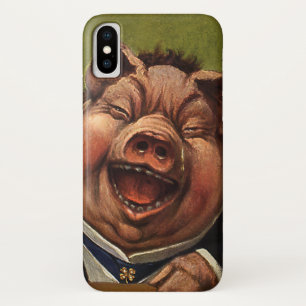 Vintage Humor, Funny Victorian Pig Laughing iPhone X Case