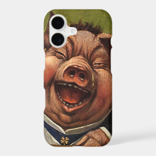 Vintage Humor, Funny Victorian Pig Laughing iPhone 17 Case