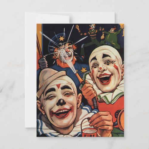 Vintage Humor Laughing Circus Clowns and Police