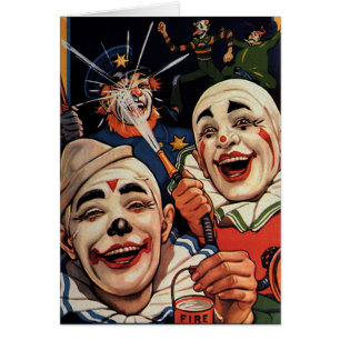Vintage Humor, Laughing Circus Clowns and Police Cards
