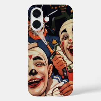 Vintage Humor, Laughing Circus Clowns and Police iPhone 16 Case