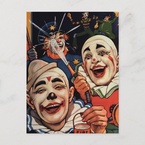 Vintage Humor Laughing Circus Clowns and Police Postcard